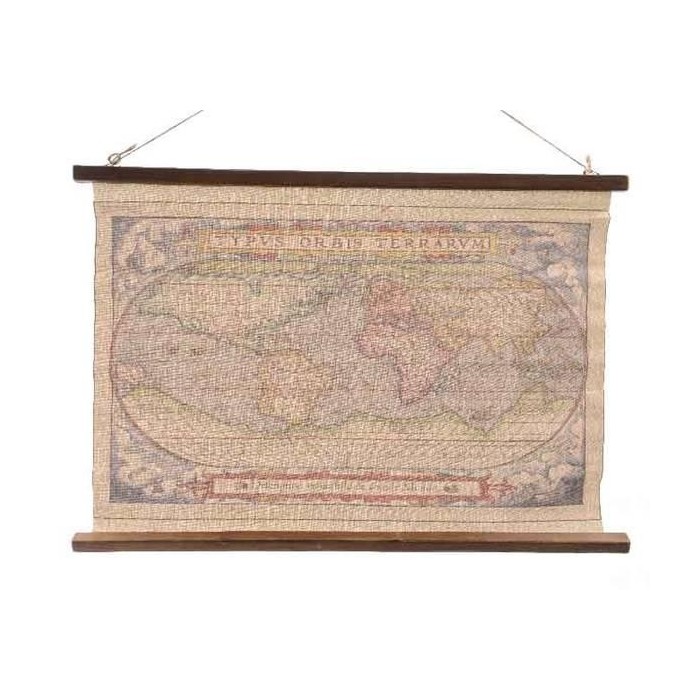 QUADRO MAPPAMONDO CREMA 85X60CM